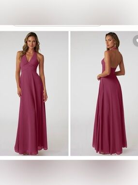 Azazie Tessie V-Neck Maxi Dress in Mulberry size A6